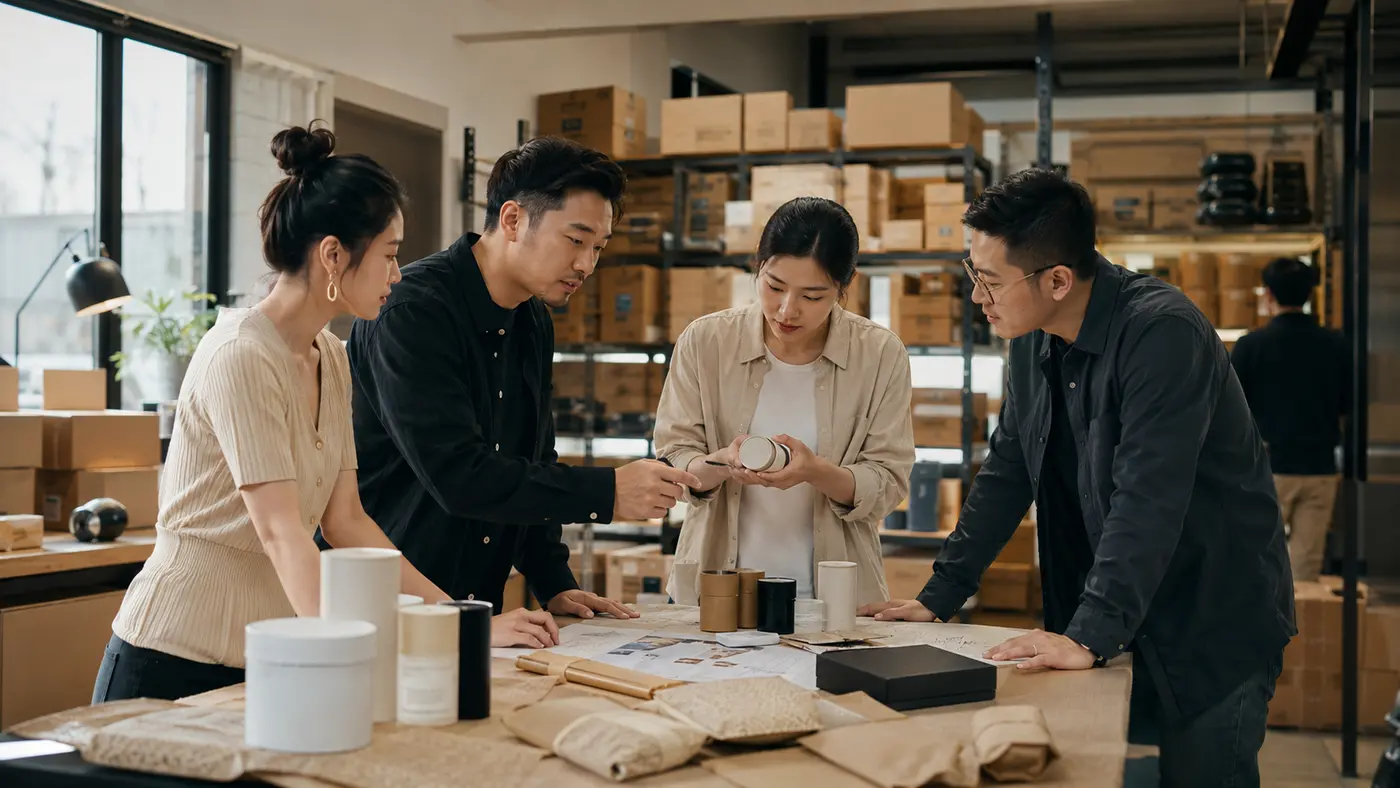 Équipe coordonnant les achats, le sourcing et la logistique pour une entreprise en Chine
